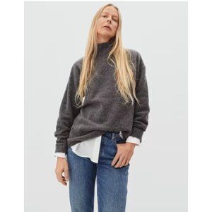 EVERLANE Cozy Stretch Pullover Sweater Oversized High Neck Gray Size L